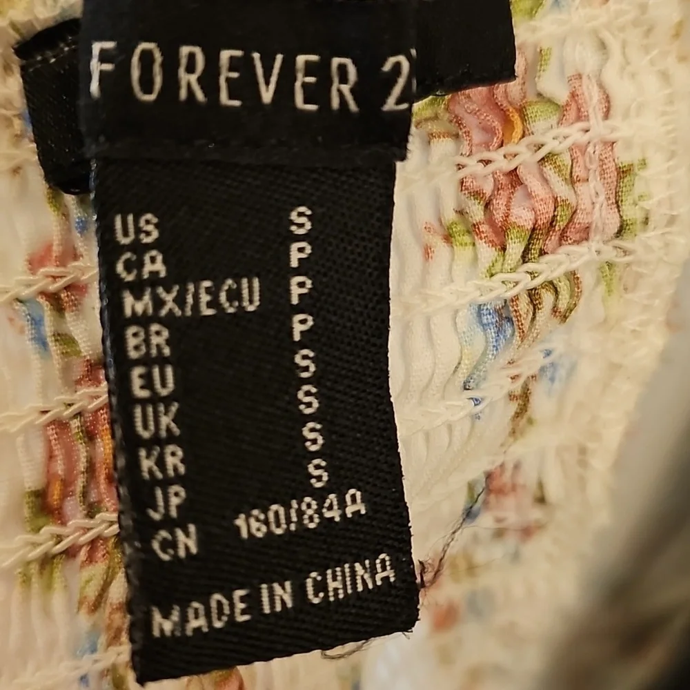 Forever 21 White Floral Cottagecore Milk Maid Midi Dress w/ Slit Size Small - Picture 4 of 10